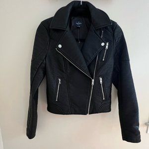 Women’s New Black Motorcycle Jacket Size XS American Eagle Faux Leather